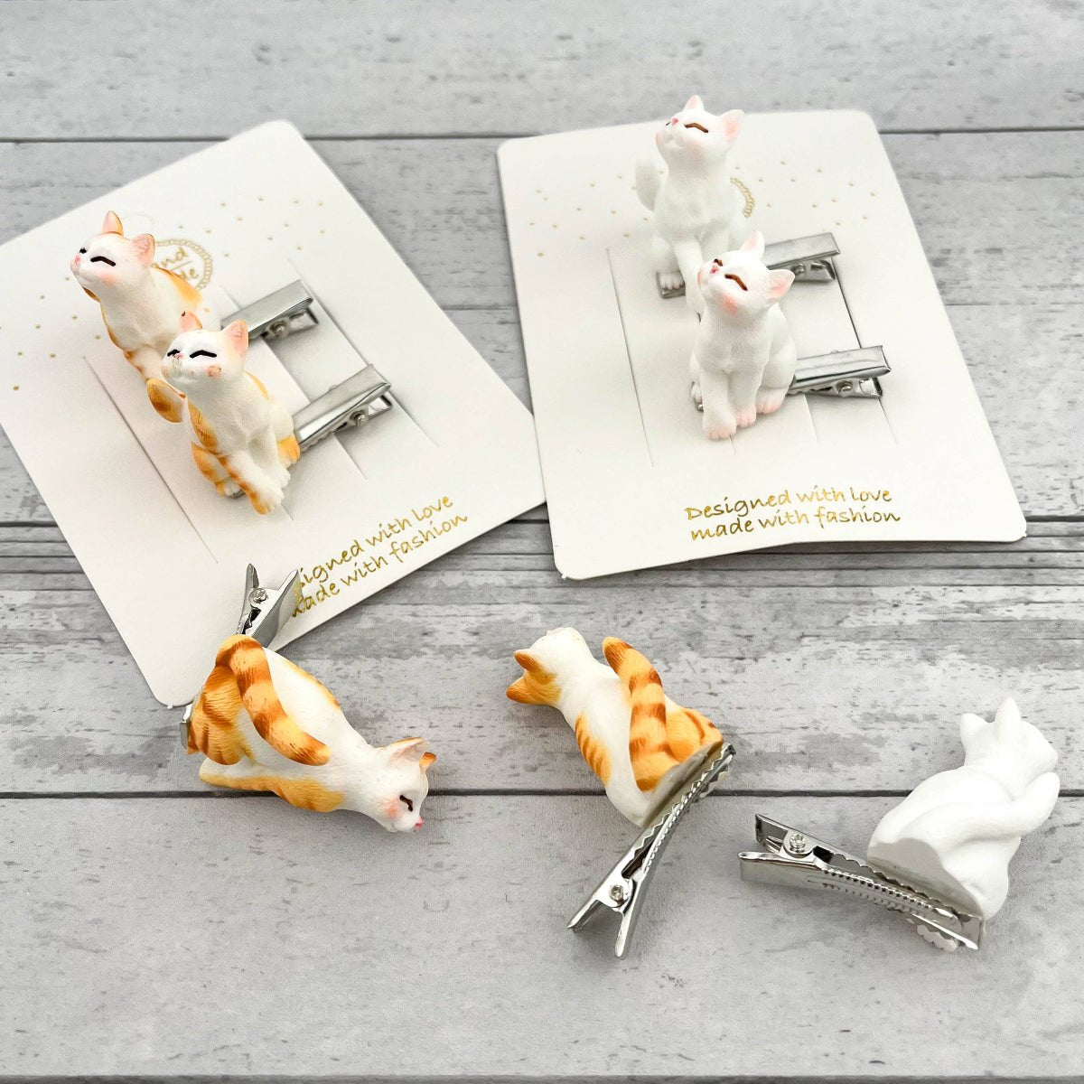 3D Cat Alligator Barrette, Cute Kitty Hair Clip: Orange - Twirls + Twigs