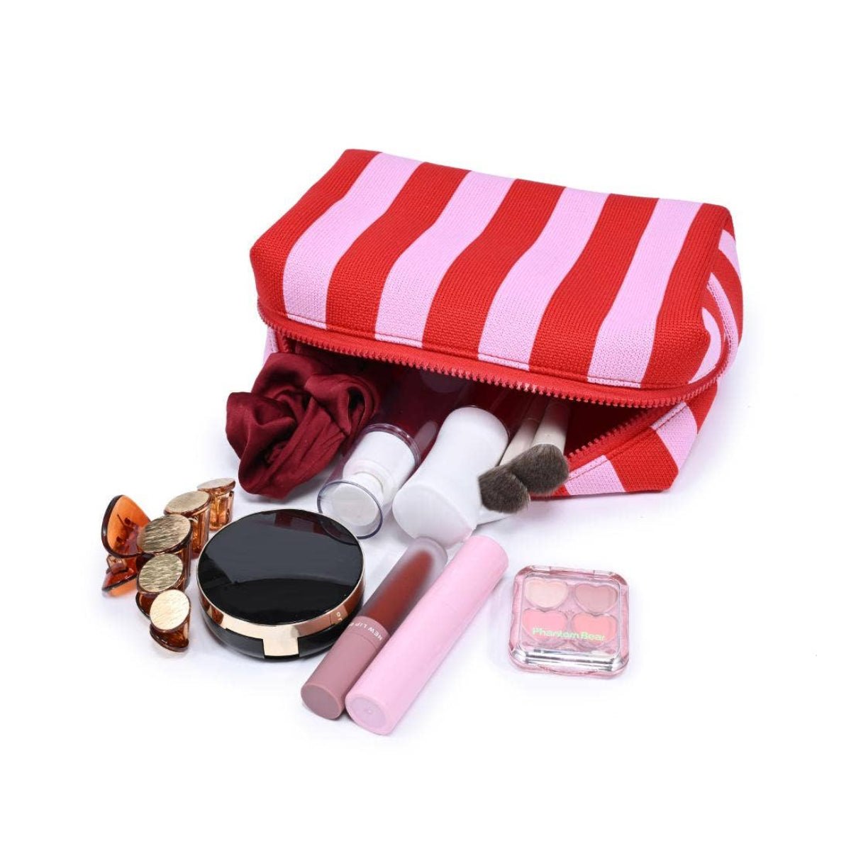 Essential Stripe Cosmetic & Travel Organizer Pouch: Black Ivory - Twirls + Twigs