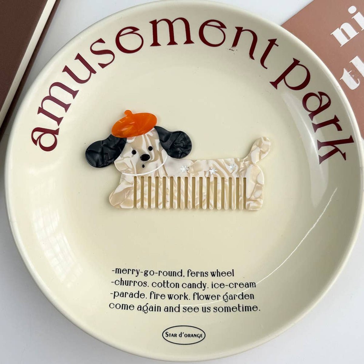 Whimsical Animal Acetate Combs,Vegetable Portable Hair Tools: Puppy - Twirls + Twigs