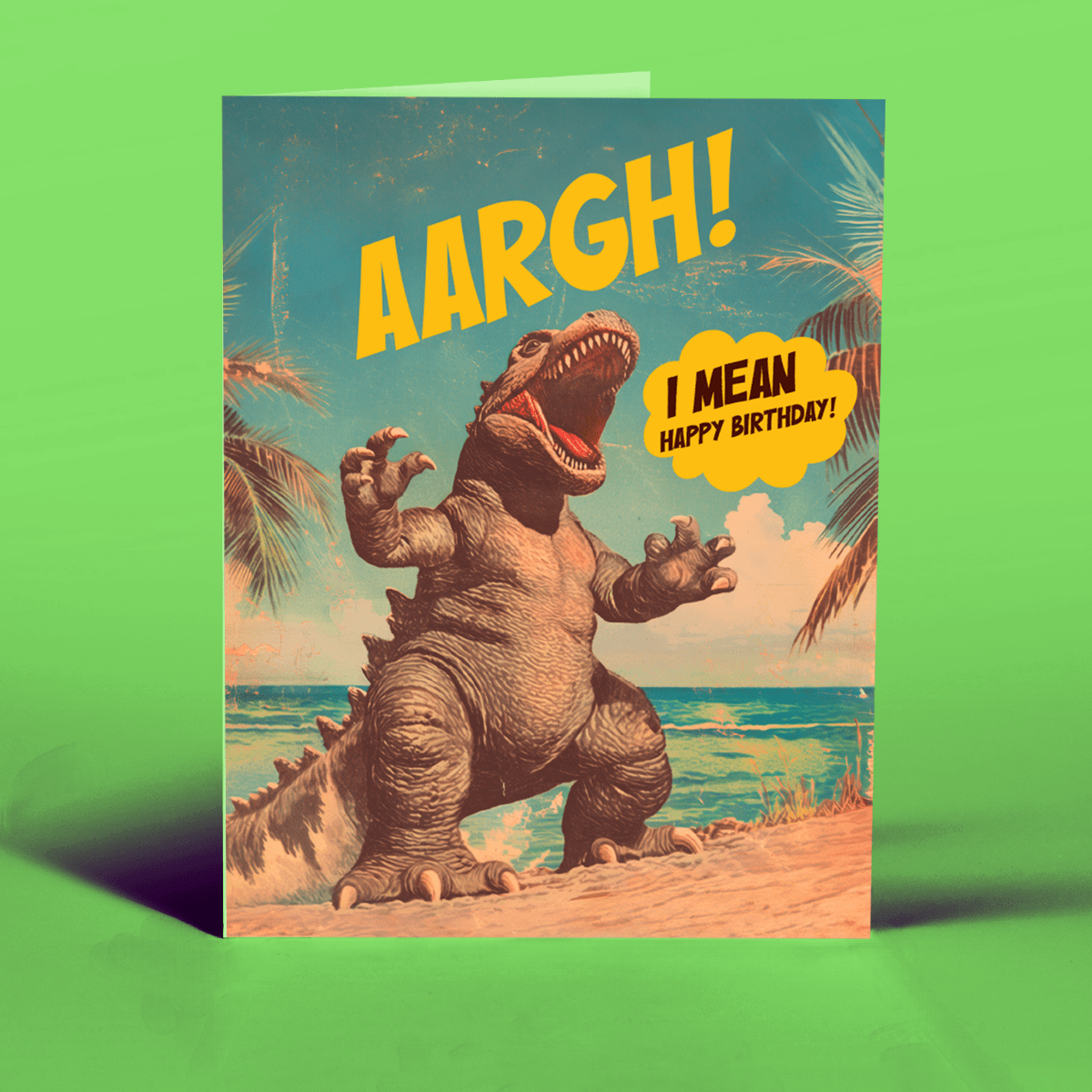 GODZILLA BEACH Birthday Card - Twirls + Twigs