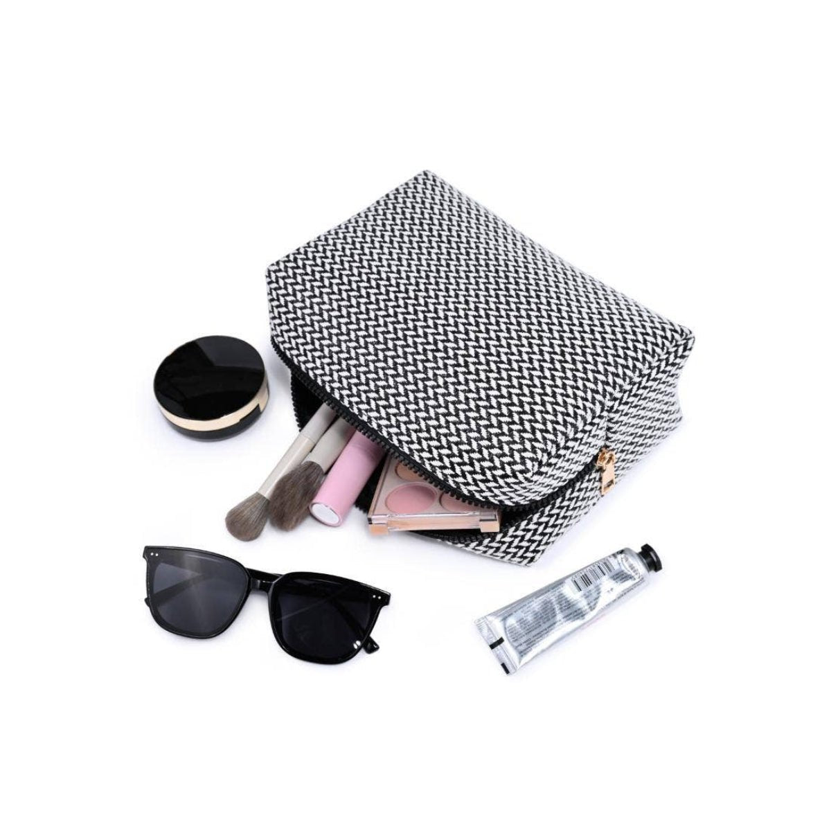 Switchback Cosmetic & Travel Organizer Pouch: Black - Twirls + Twigs
