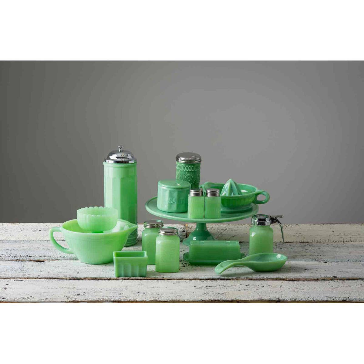 Jadeite Glass Collection Butter Dish - Twirls + Twigs