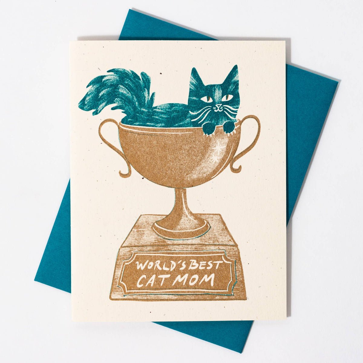 World's Best Cat Mom - Risograph Mother's Day Card - Twirls + Twigs