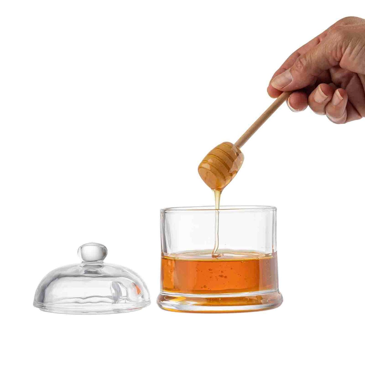 Honey Dipper Set, Includes Glass Jar & Wood Dipper - Twirls + Twigs