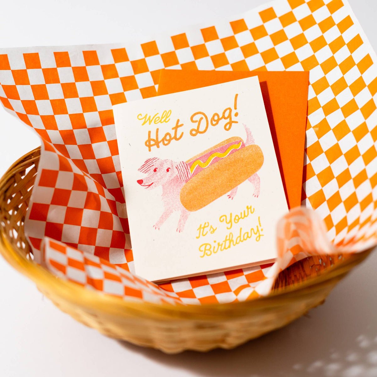 Hot Dog - Risograph Birthday Card - Twirls + Twigs