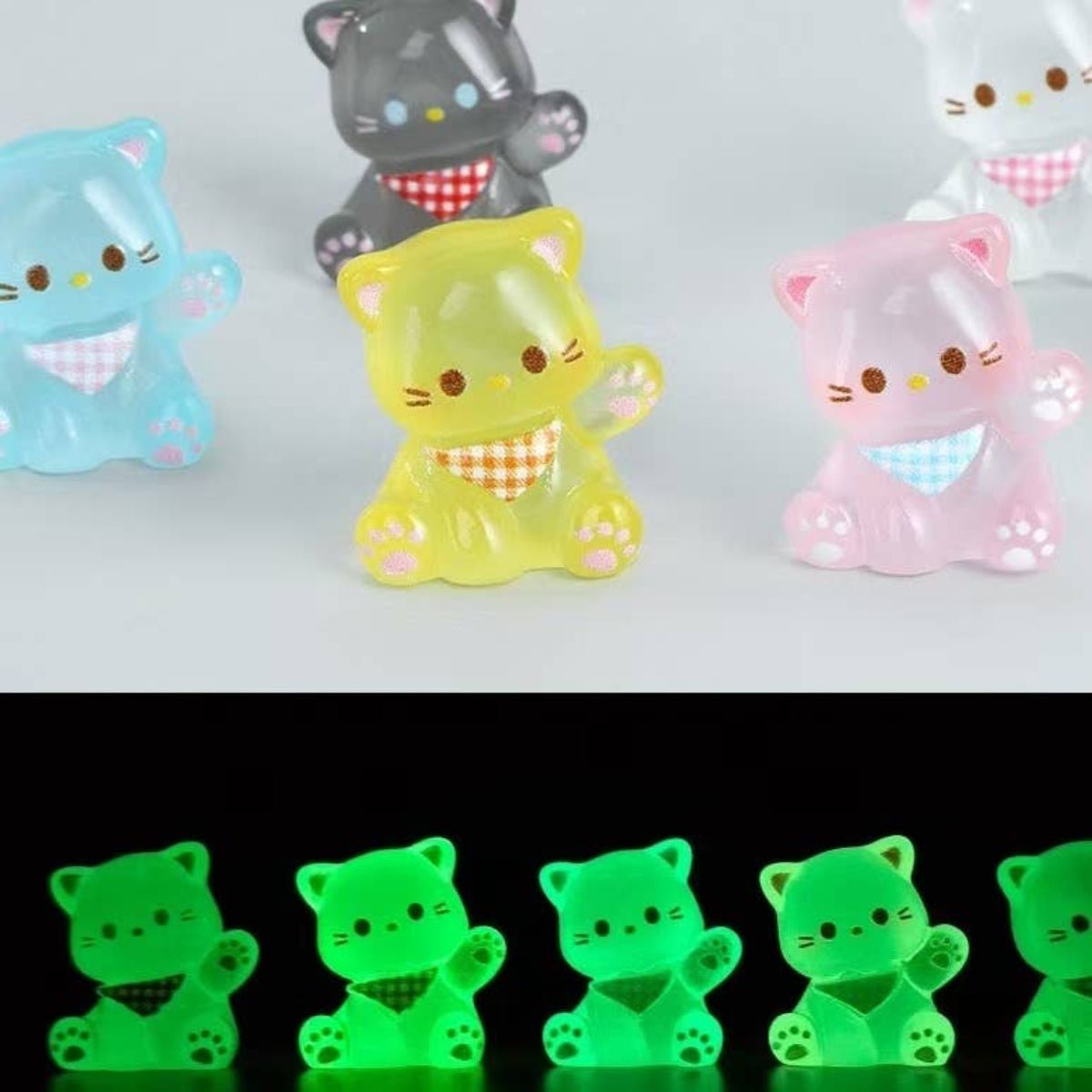 Cat Glow In The Dark Miniature Figurines - Twirls + Twigs