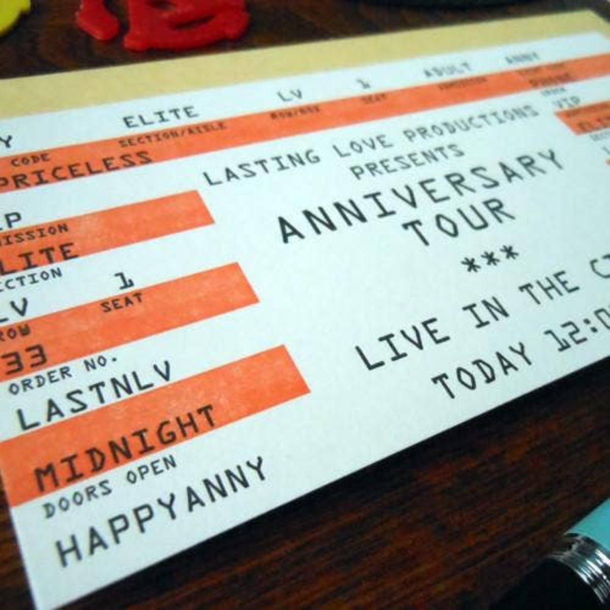 Anniversary Rock Ticket Card - Twirls + Twigs