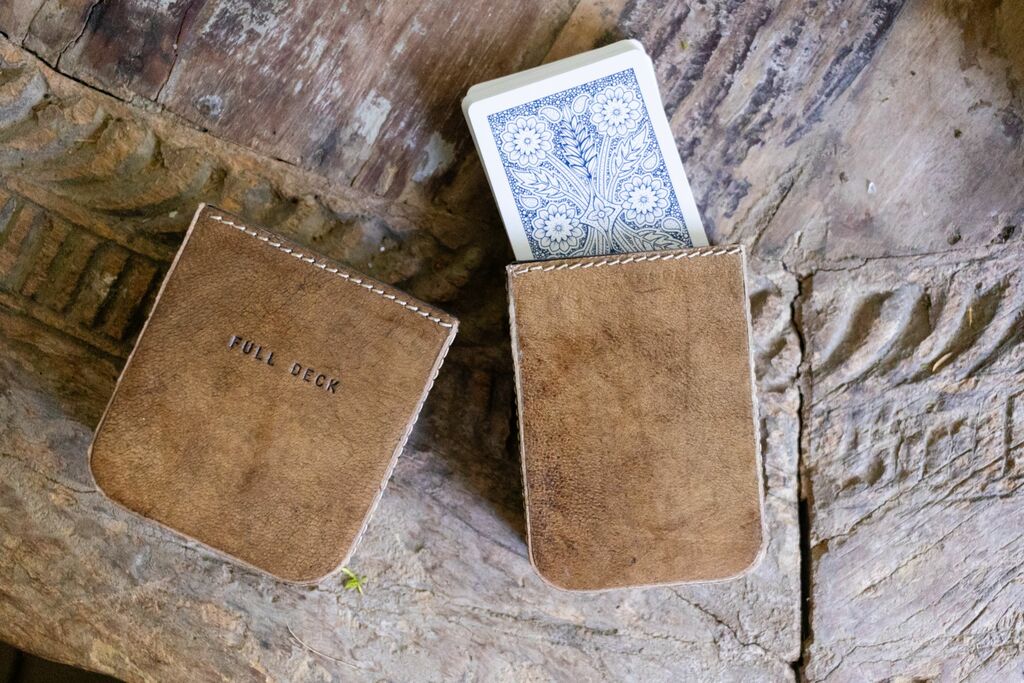 Full Deck Leather Playing Card Case - Maple - Twirls + Twigs