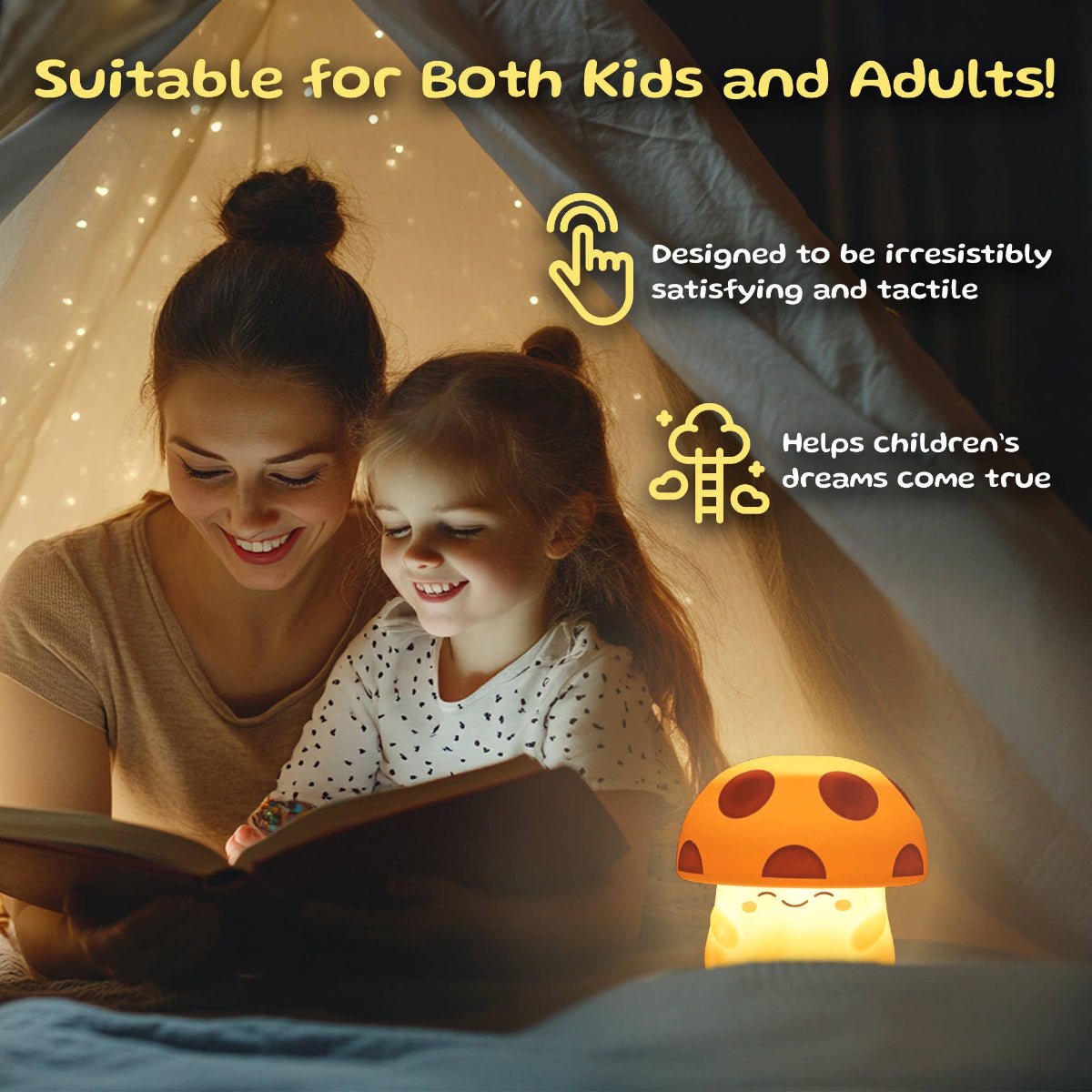Mushi Ambient Mushroom Night Light - Squishy Silicone - Twirls + Twigs