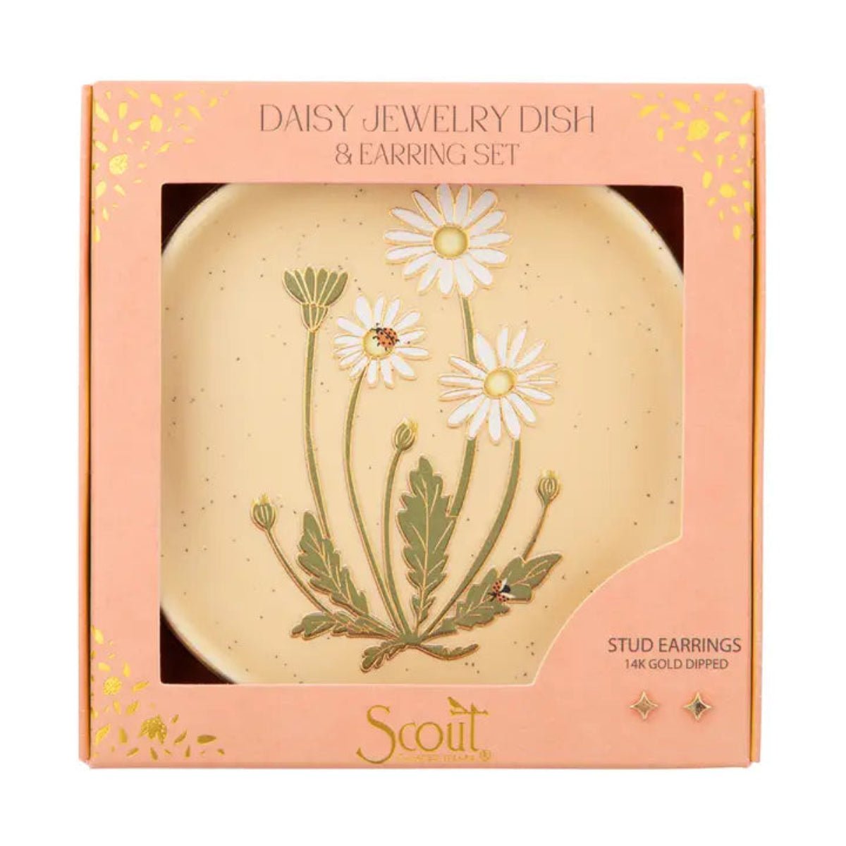 Jewelry Dish & Stud Earring Set - Daisy/Vanilla - Twirls + Twigs