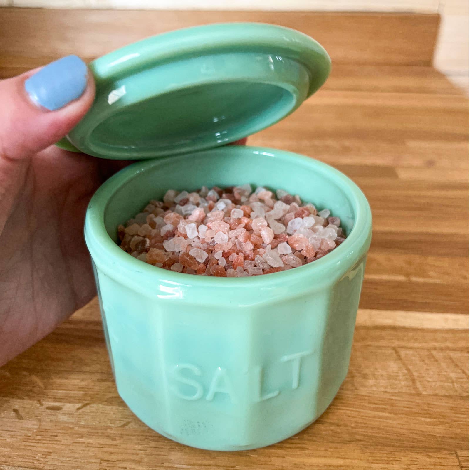 Jadeite Glass Collection Salt Cellar With Lid - Twirls + Twigs
