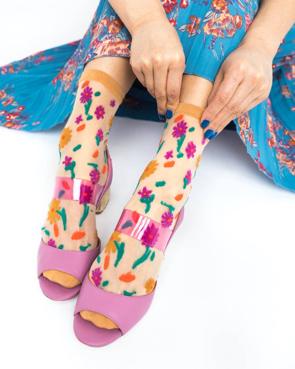 Ditsy Floral Sheer Ankle Sock - Twirls + Twigs