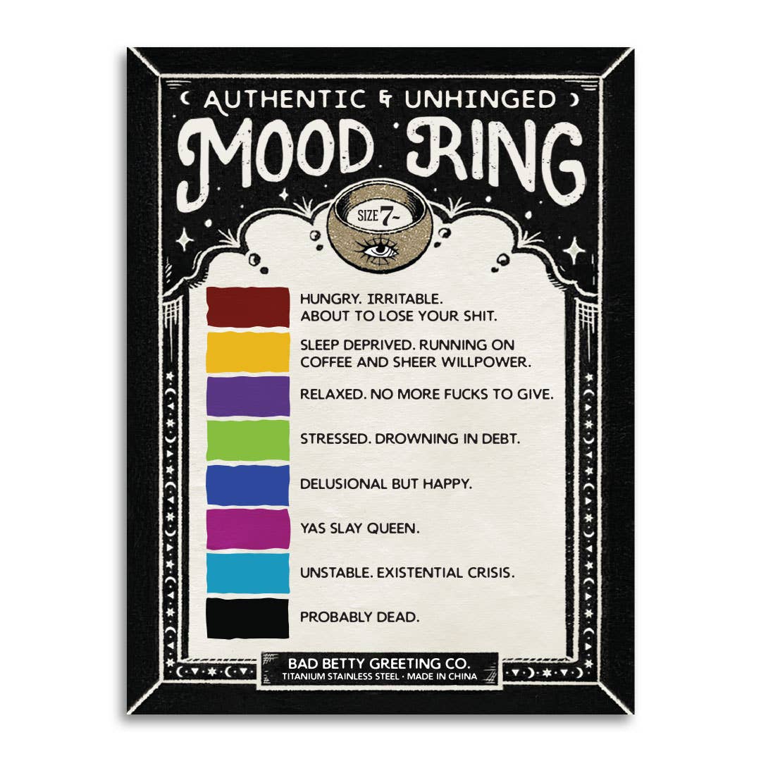 Authentic & Unhinged Color Changing Mood Ring - Funny Gift - Twirls + Twigs