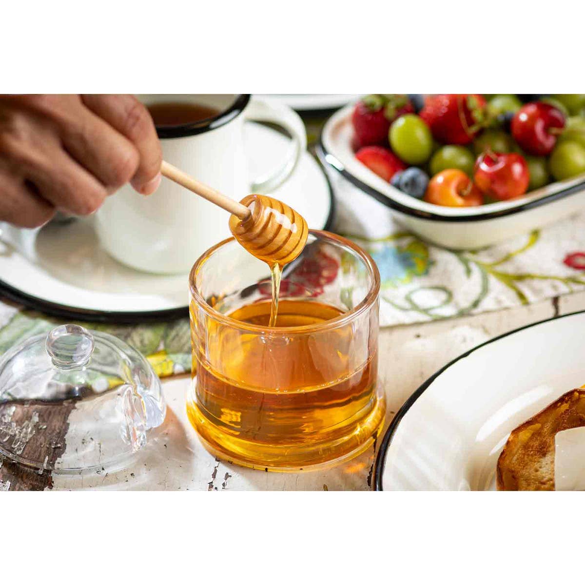 Honey Dipper Set, Includes Glass Jar & Wood Dipper - Twirls + Twigs