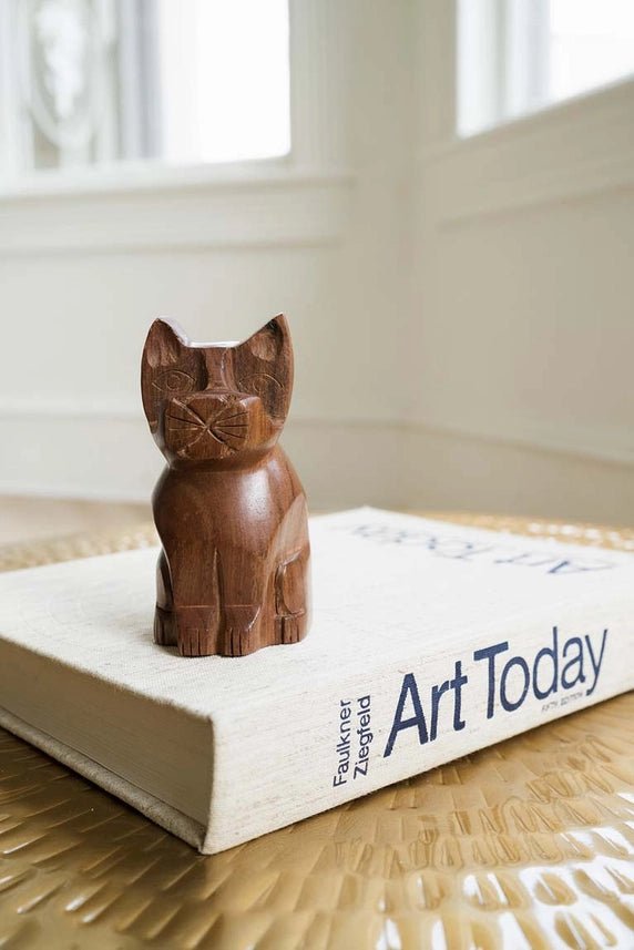 Cat Eyeglass Holder Stand - Hand Carved Wood - Twirls + Twigs