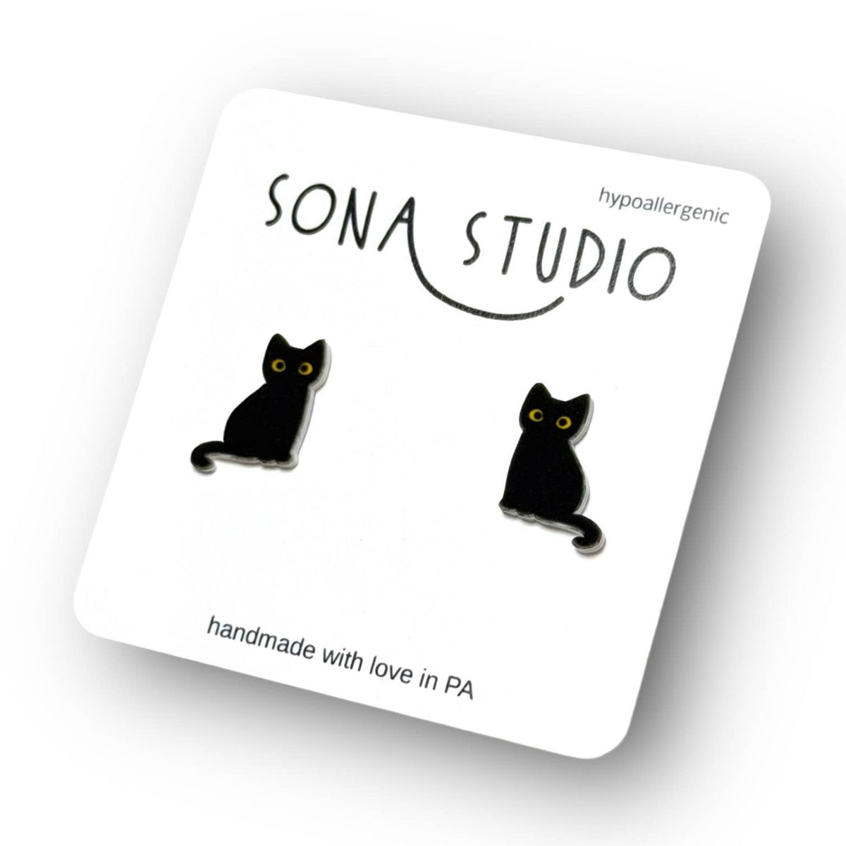 Black Cat Earrings - Twirls + Twigs