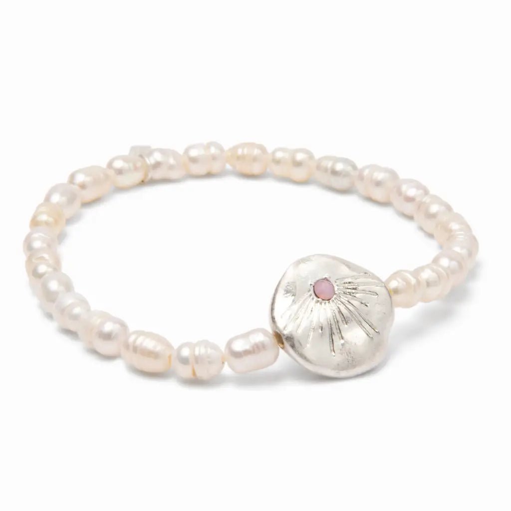 Pearl Affirmation Bracelet - Love/Silver - Twirls + Twigs