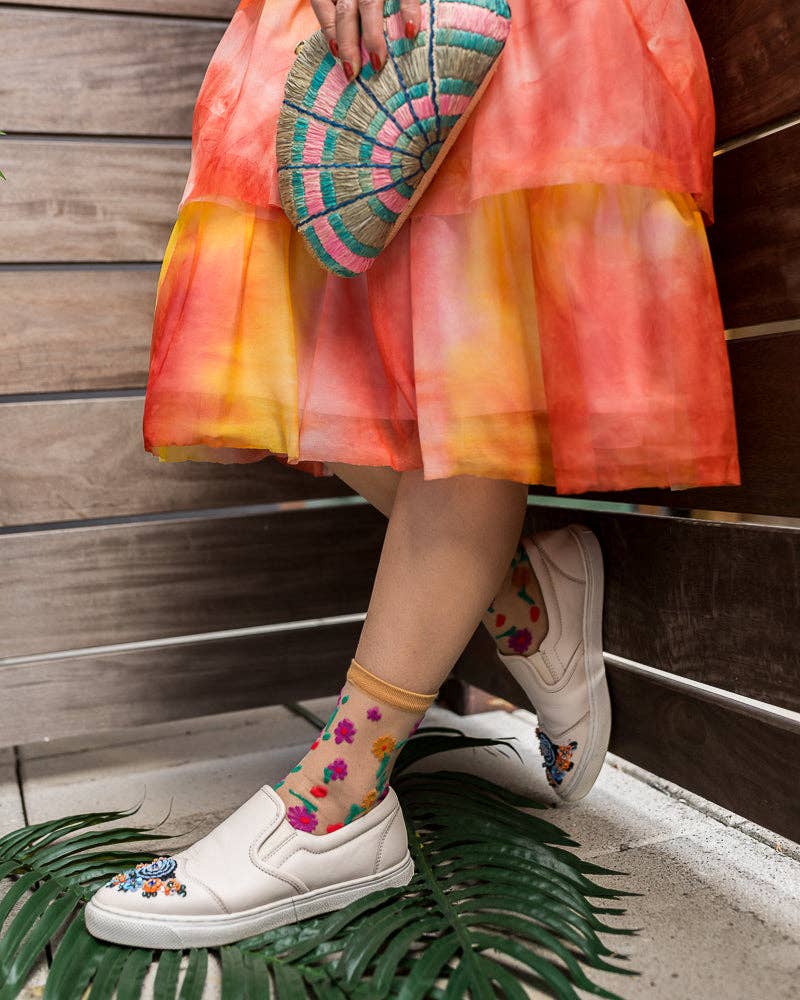 Ditsy Floral Sheer Ankle Sock - Twirls + Twigs