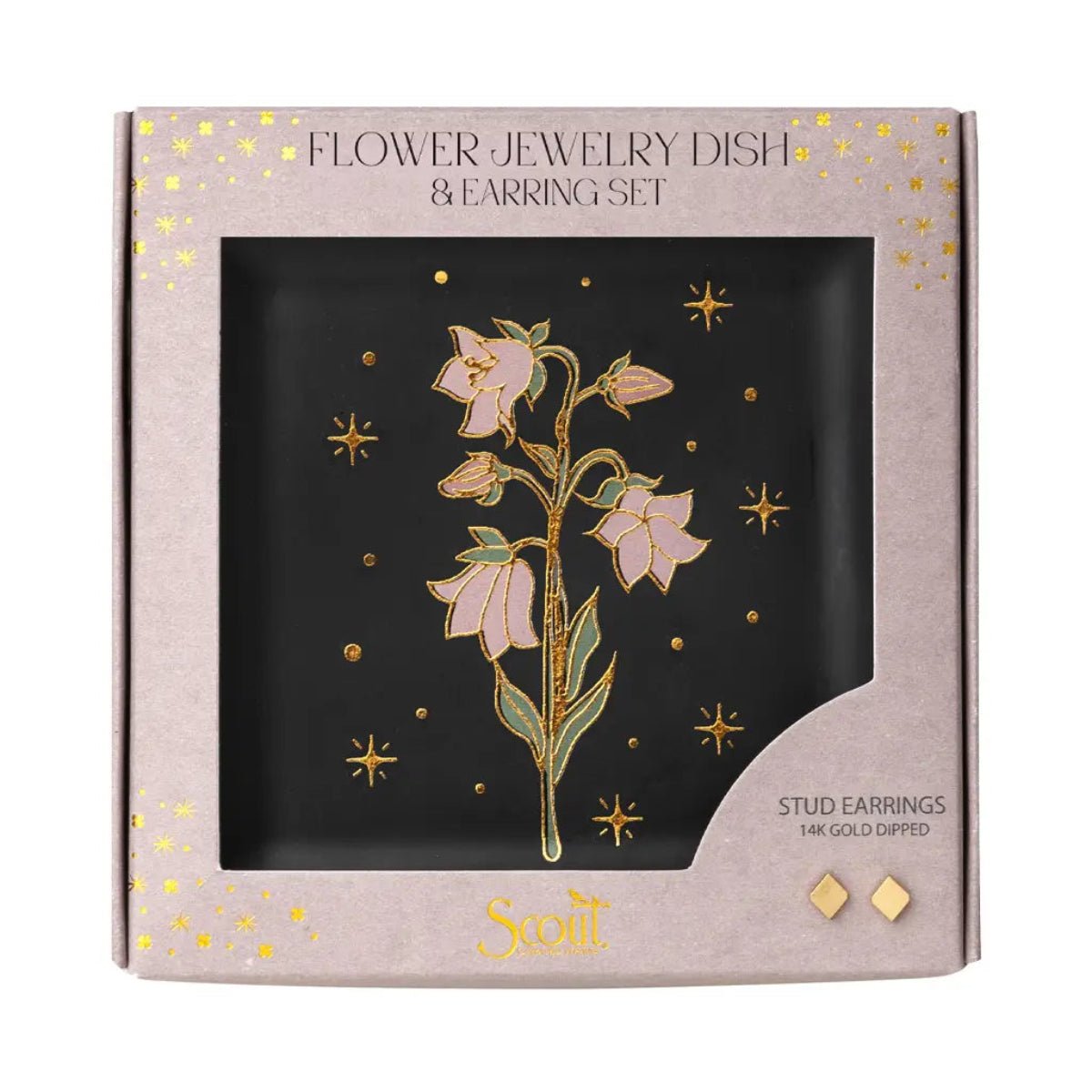 Jewelry Dish & Stud Earring Set - Flower/Black - Twirls + Twigs