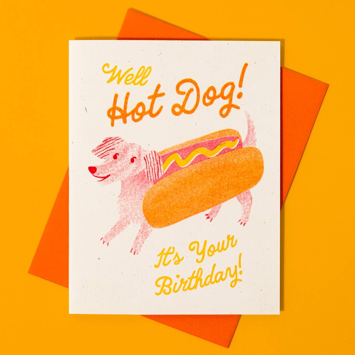 Hot Dog - Risograph Birthday Card - Twirls + Twigs