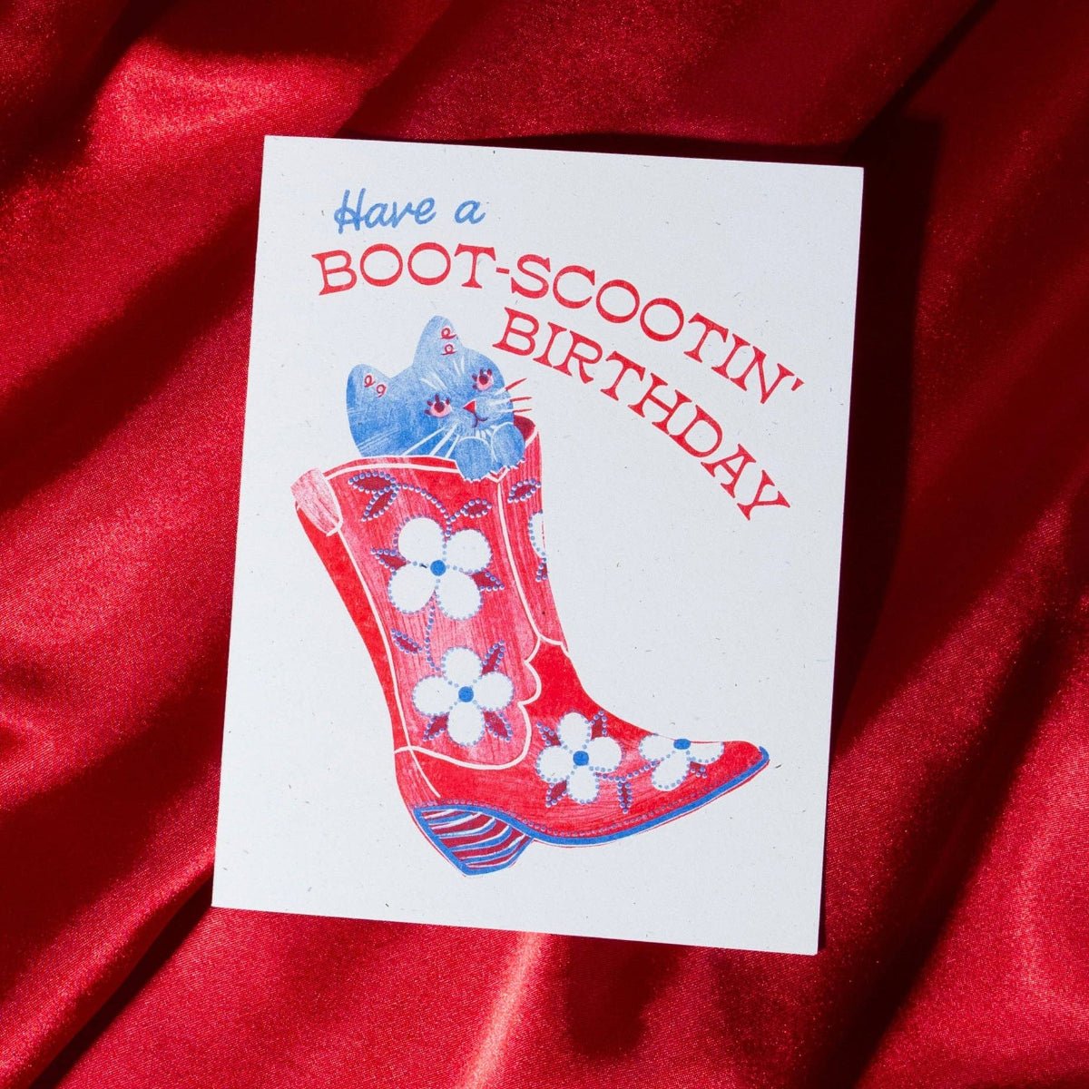 Boot-Scootin' Birthday - Risograph Card - Twirls + Twigs