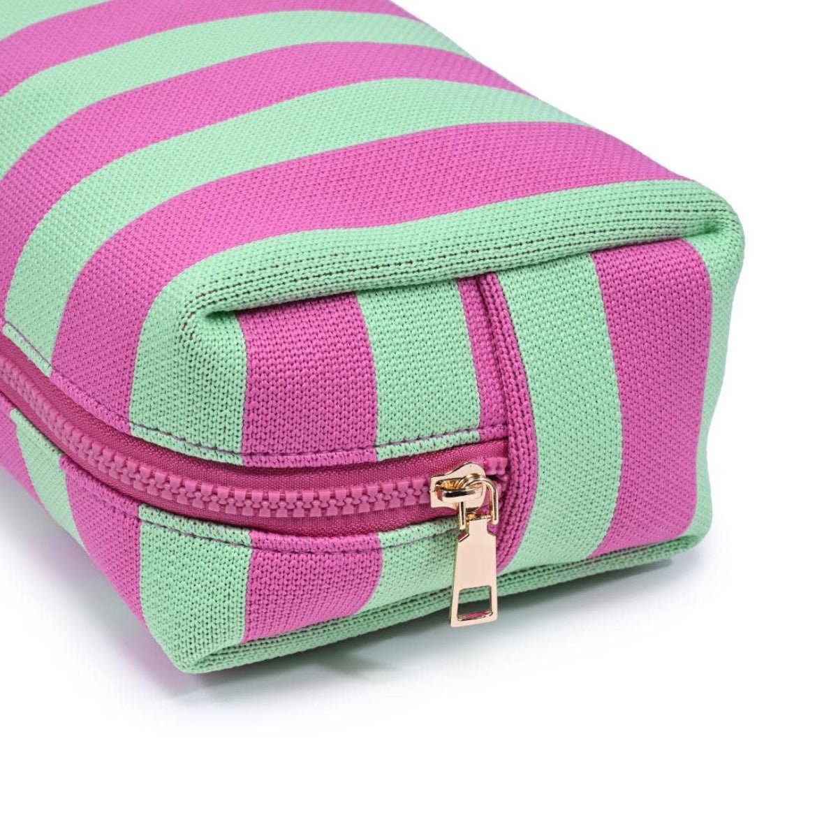 Essential Stripe Cosmetic & Travel Organizer Pouch: Mint Pink - Twirls + Twigs