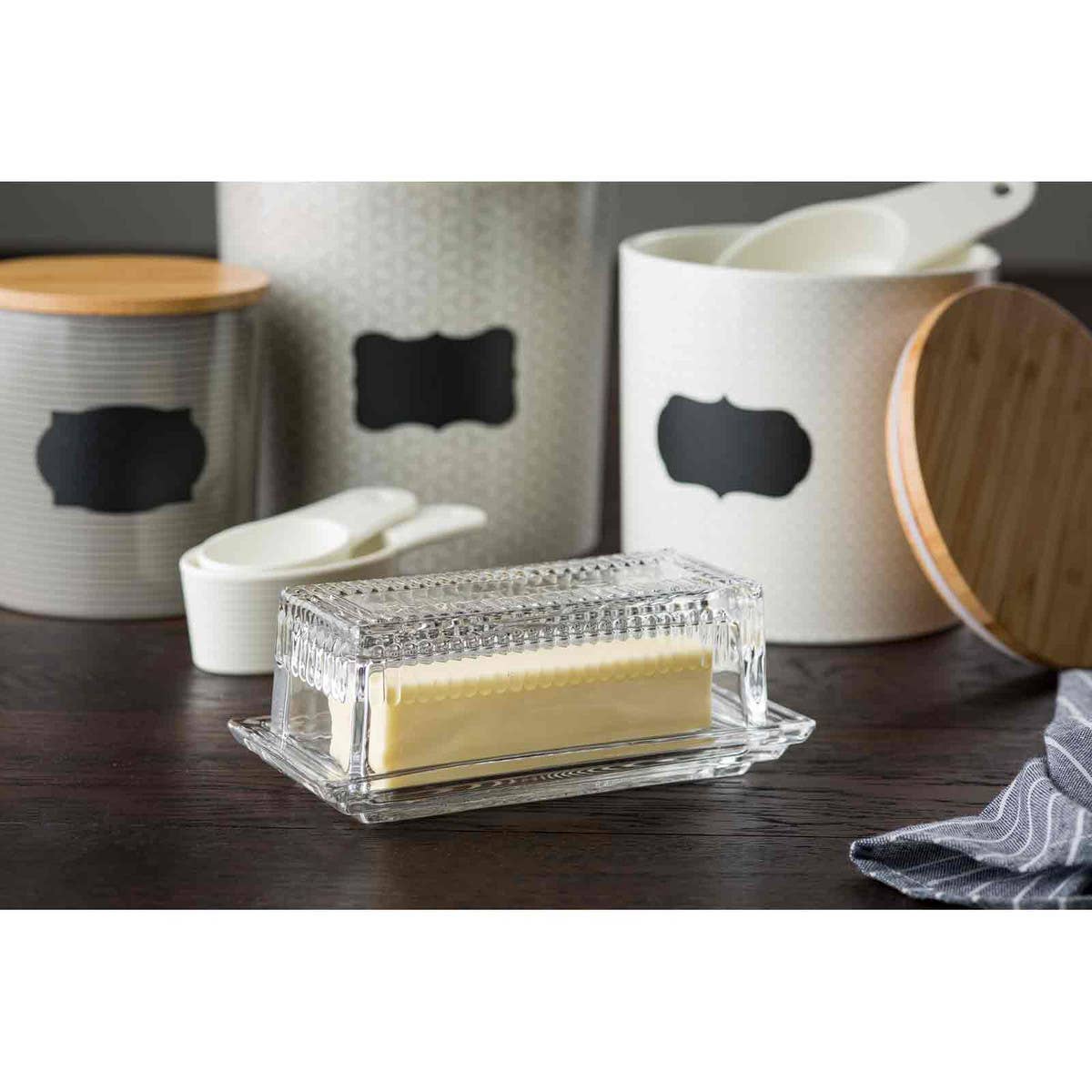 Embossed Butter Dish, "BUTTER" (Holds 1 Stick) - Twirls + Twigs