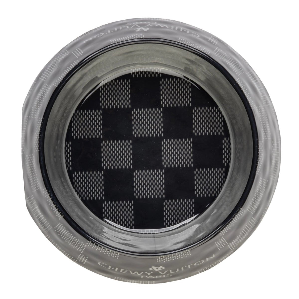 Black Checker Chewy Vuiton Dog or Cat Bowl - Twirls + Twigs