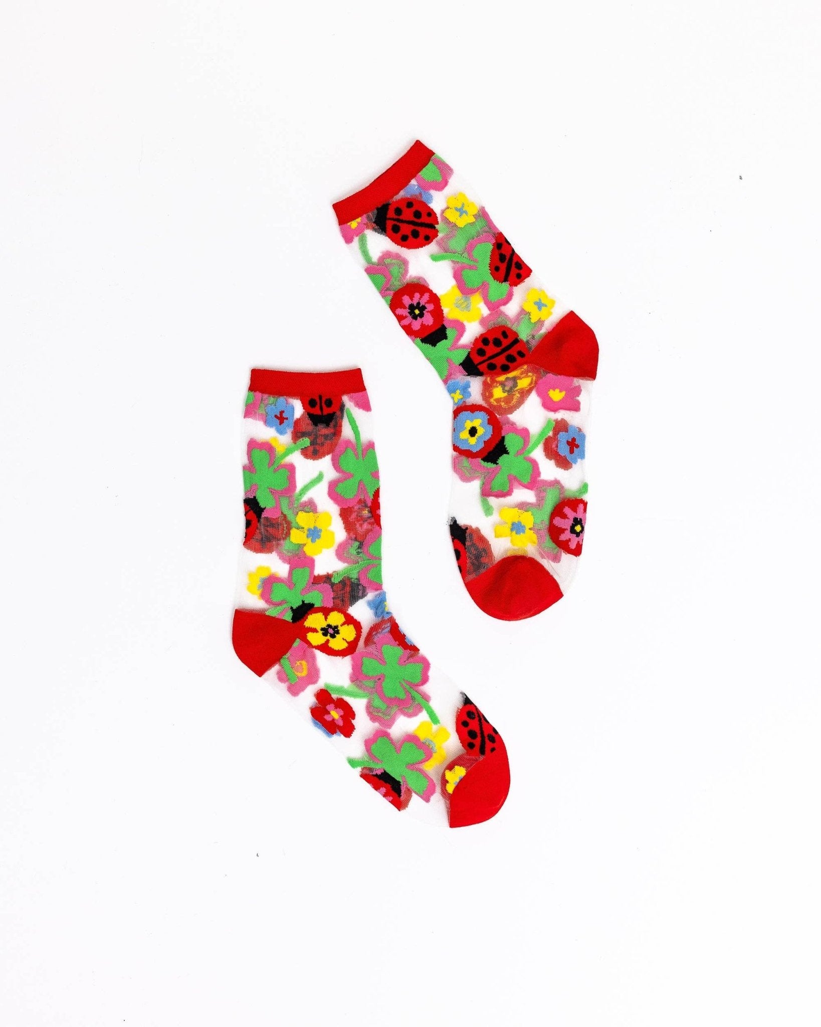 Lucky Ladybug Sheer Crew Sock - Twirls + Twigs