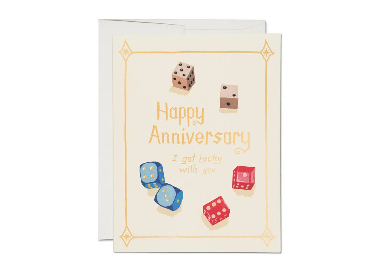 Lucky Dice Anniversary Greeting Card - Twirls + Twigs