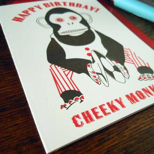 Cheeky Monkey Birthday Card: A2 3.5" x 4.875" - Twirls + Twigs