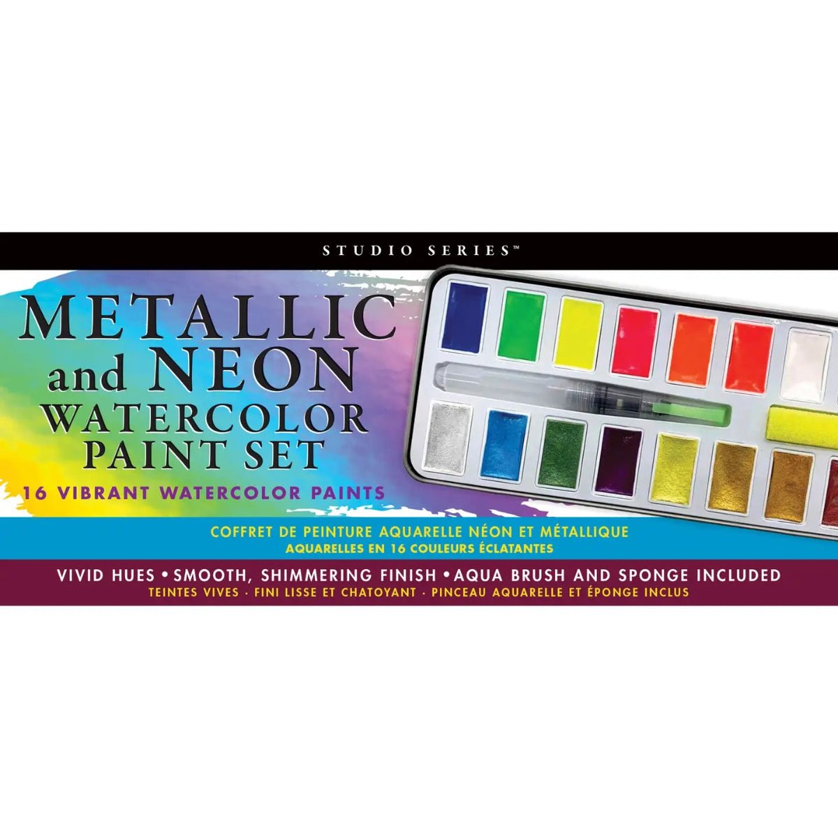 Studio Series Metallic & Neon Watercolor Paint Set (Set of 18 Colors) - Twirls + Twigs