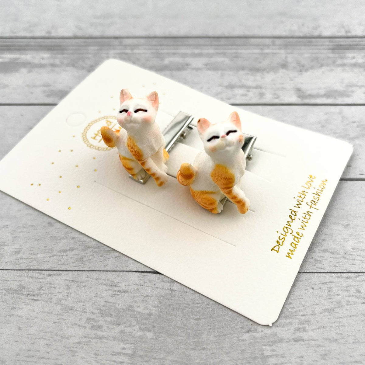 3D Cat Alligator Barrette, Cute Kitty Hair Clip: Orange - Twirls + Twigs