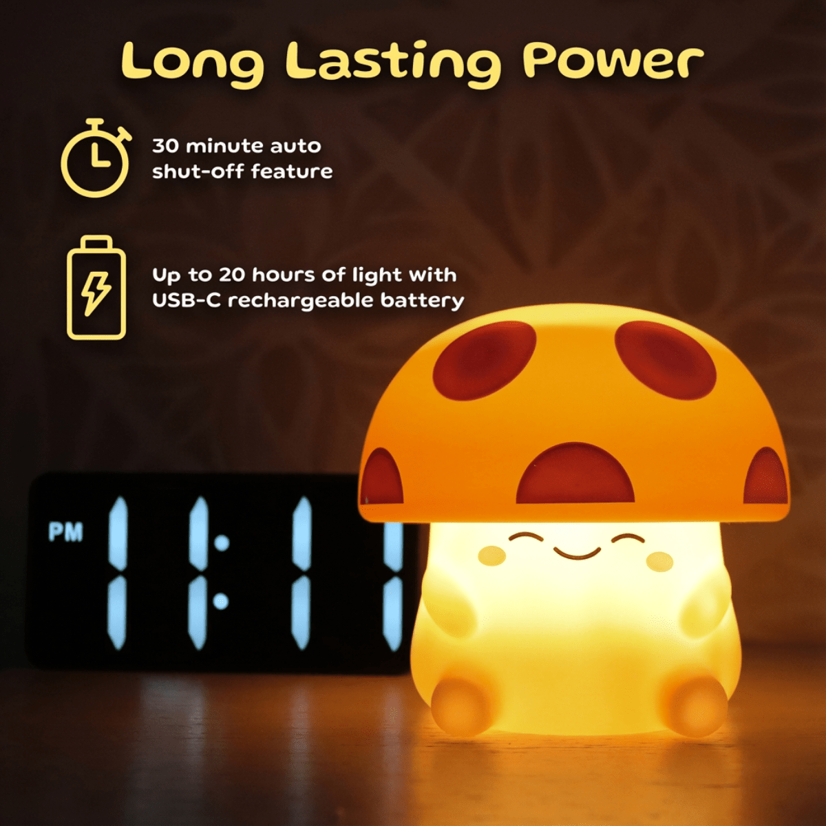 Mushi Ambient Mushroom Night Light - Squishy Silicone - Twirls + Twigs