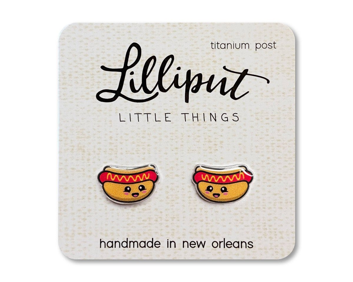 Kawaii Hot Dog Earrings - Fourth of July Earrings - Twirls + Twigs
