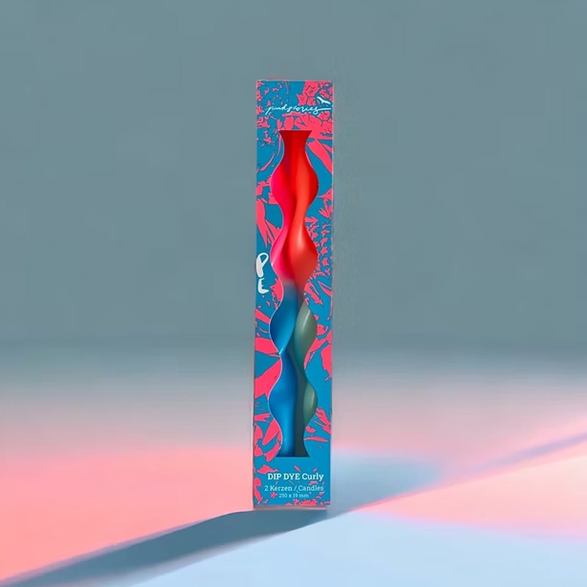 2 Dip Dye Curly Candles - Ocean - Twirls + Twigs
