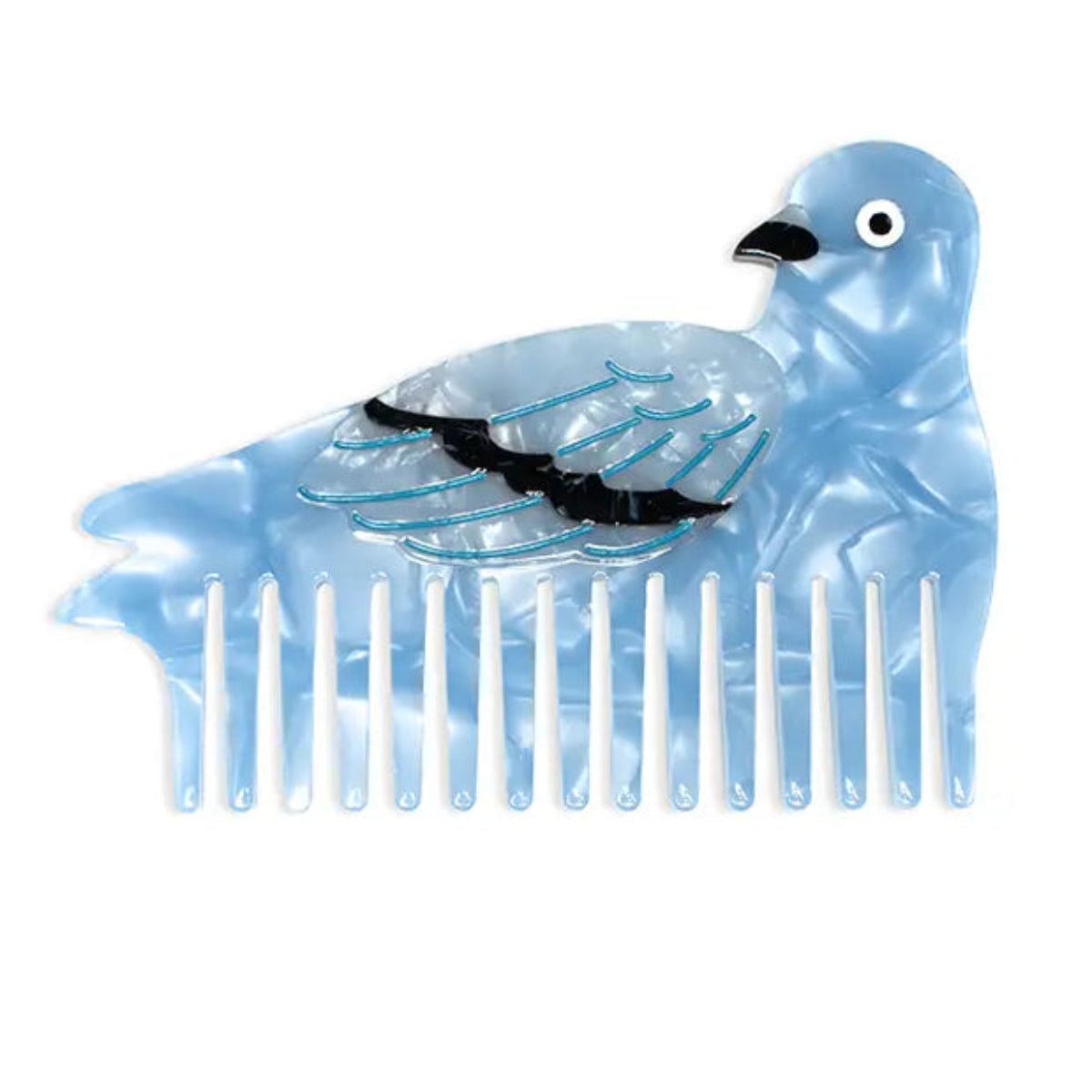 Wide-Tooth Mini Hair Comb - Pigeon - Blue - Twirls + Twigs