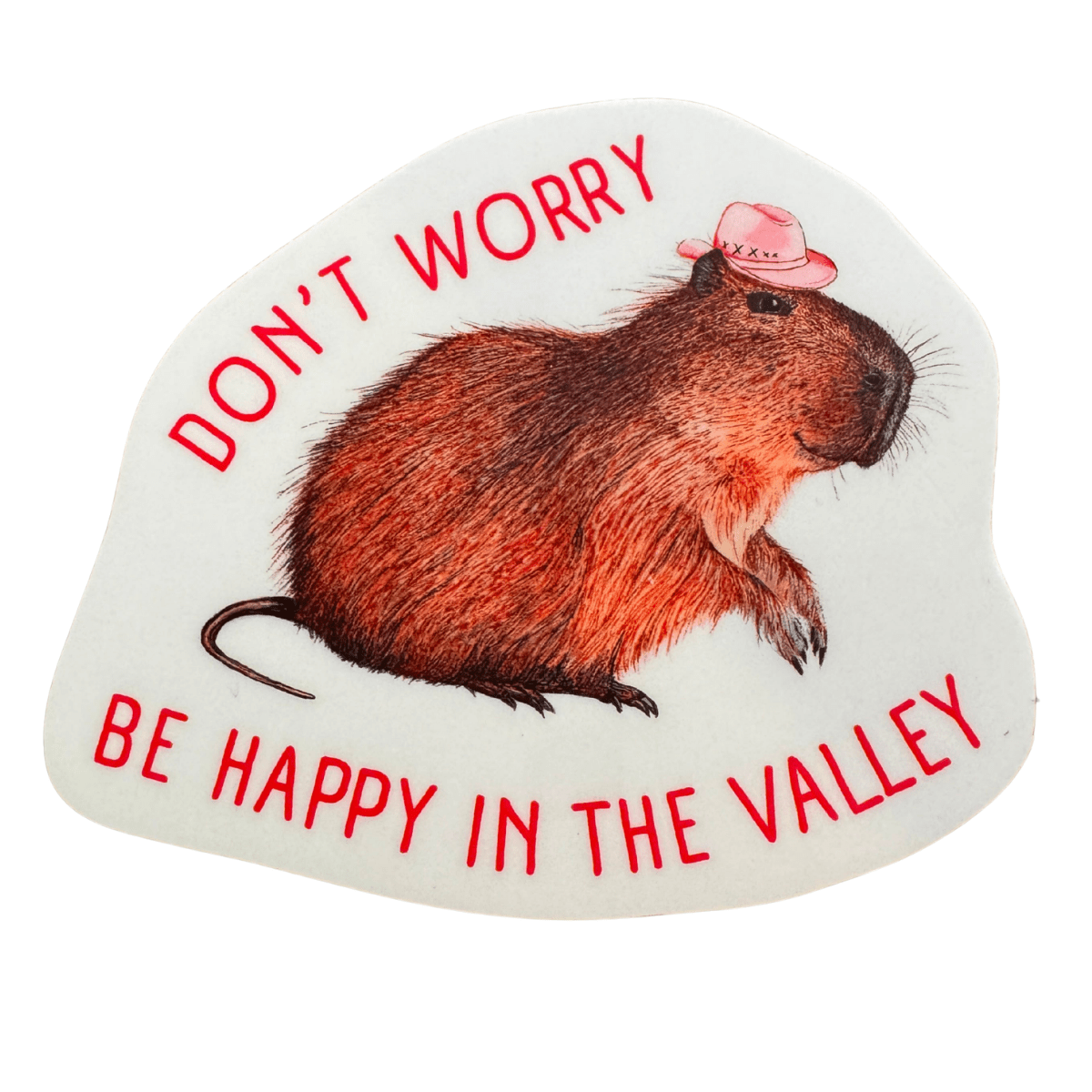 Be Capy - 3" Don't Worry Be Happy In the Valley Sticker - Twirls + Twigs