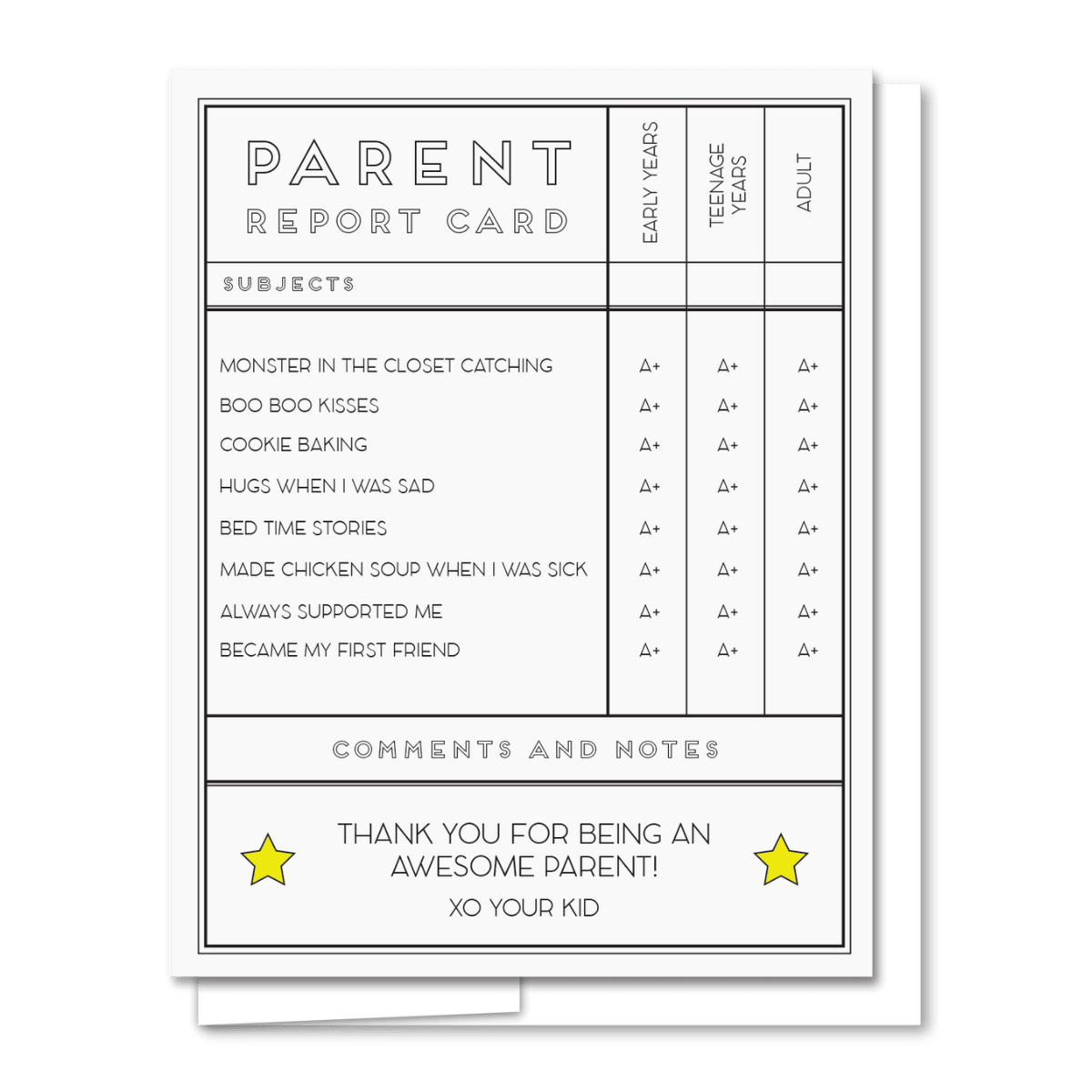 Letterpress Parent Card - Twirls + Twigs