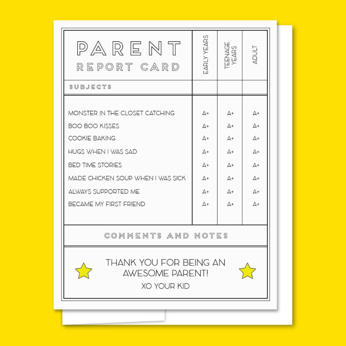 Letterpress Parent Card - Twirls + Twigs