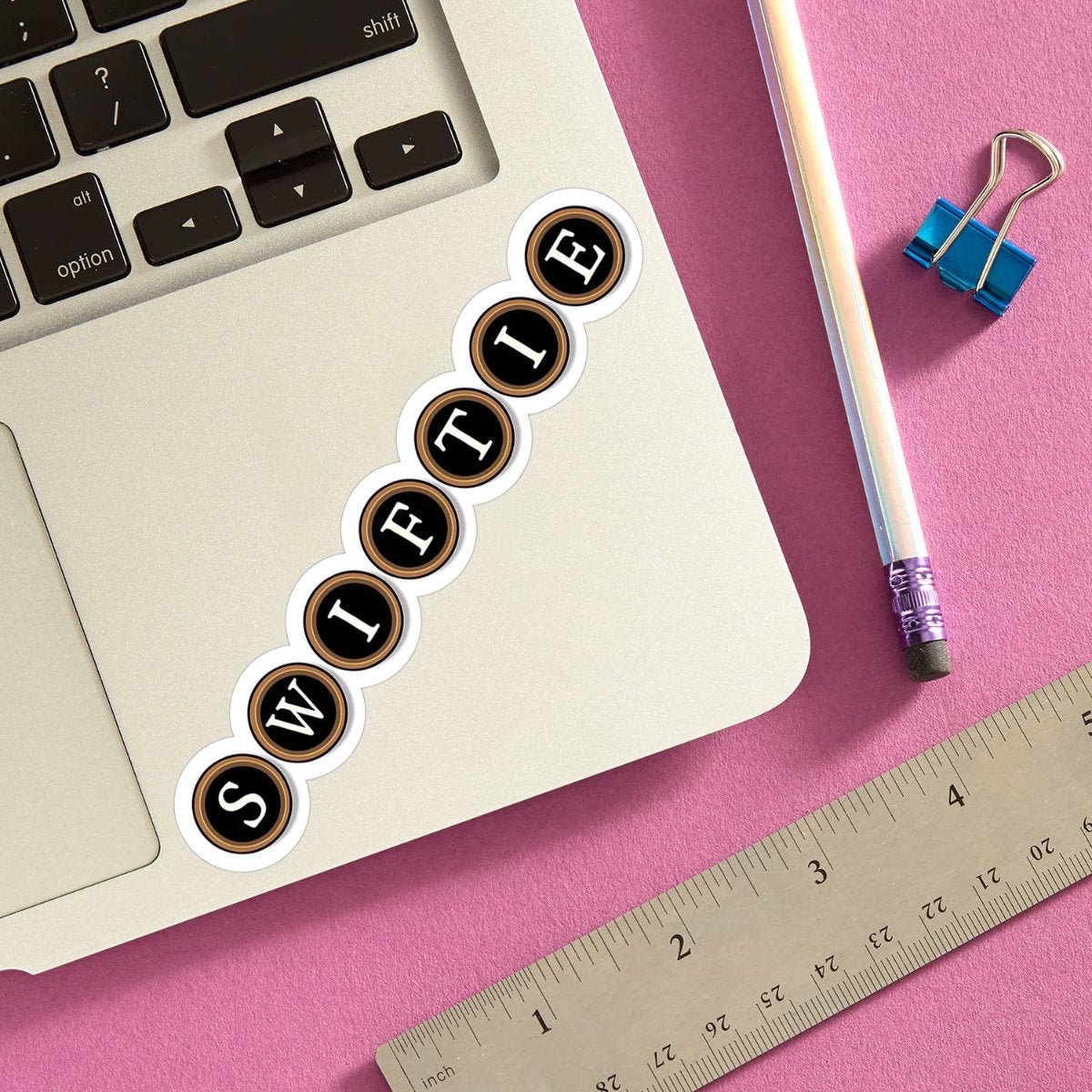 'SWIFTIE' Typewriter Keys Die Cut Sticker - Twirls + Twigs