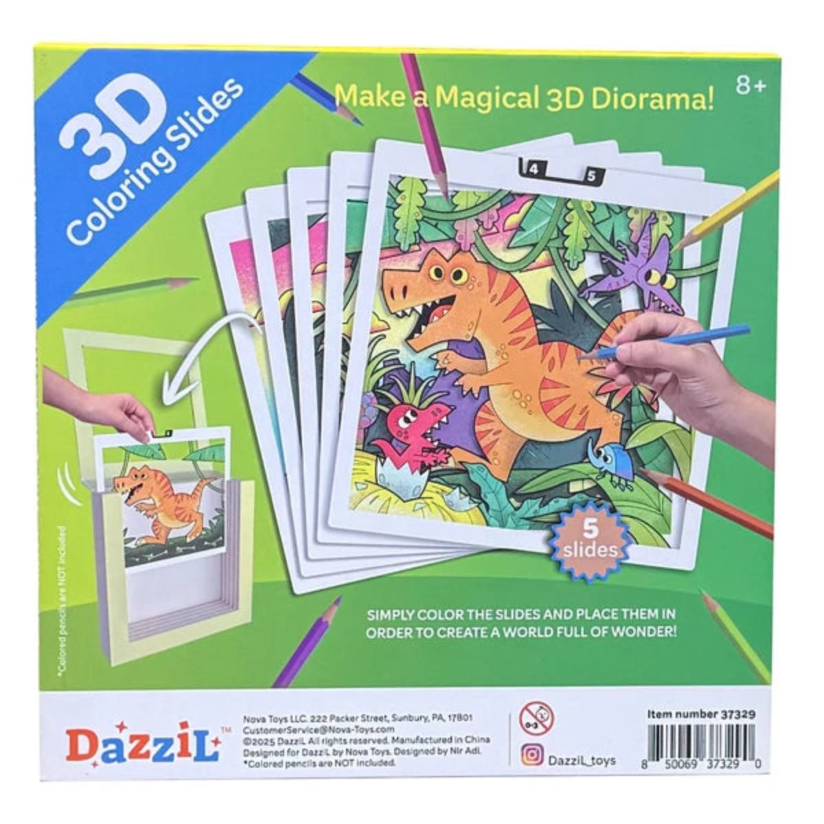 3D Coloring Slides - Dinosaur - Twirls + Twigs