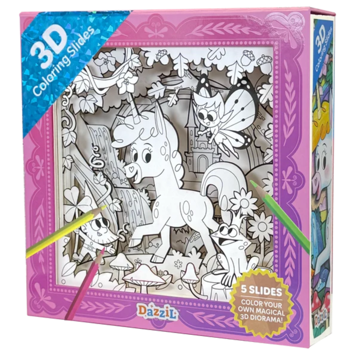3D Coloring Slides - Unicorn - Twirls + Twigs