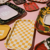 Yellow Checker Medium Tray