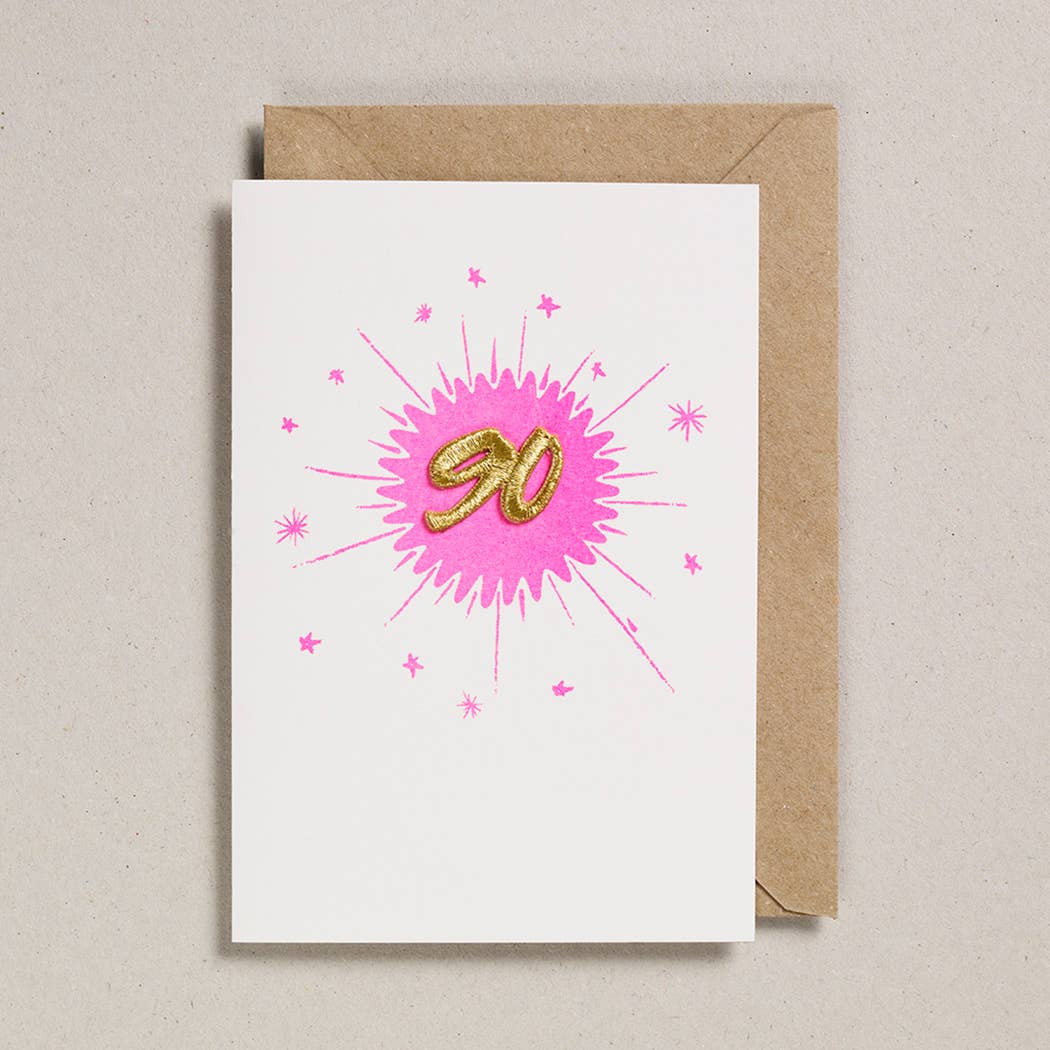 Embroidered Age - 90 Pink - Twirls + Twigs
