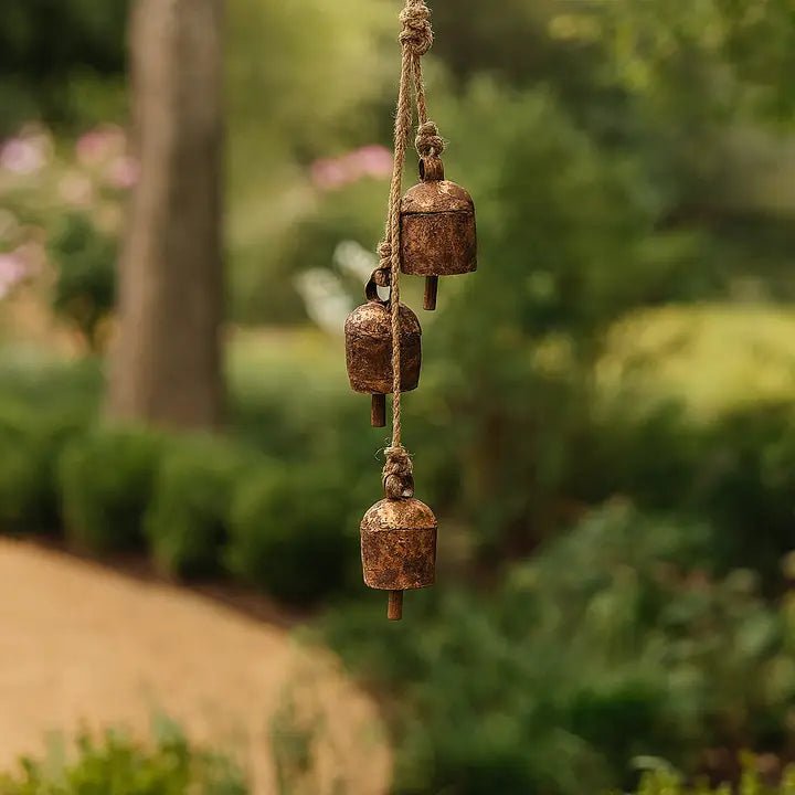 Rustic Wind Chime Small Cascading Bells - Garden, Patio - Twirls + Twigs