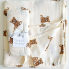 Bamboo Muslin Swaddle Baby Blanket (Teddy Bear) - Twirls + Twigs