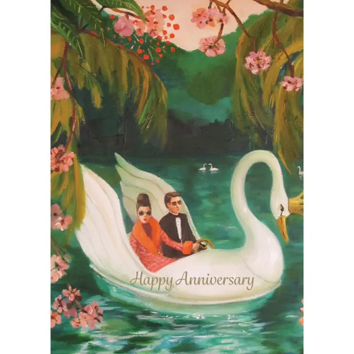 Anniversary Swan Card - Twirls + Twigs