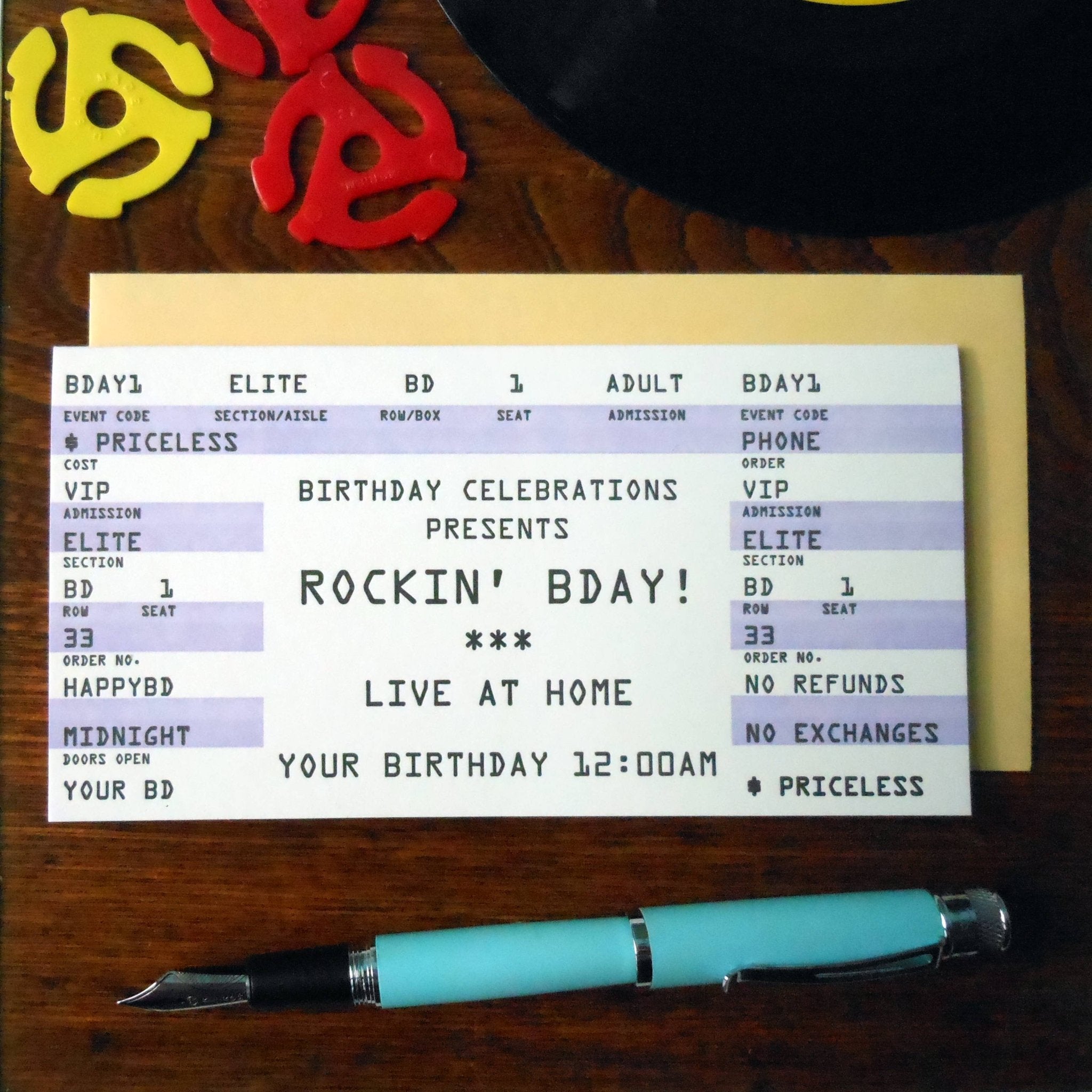 Birthday Rock Ticket: No. 7 coin 6.25" x 3.25" - Twirls + Twigs