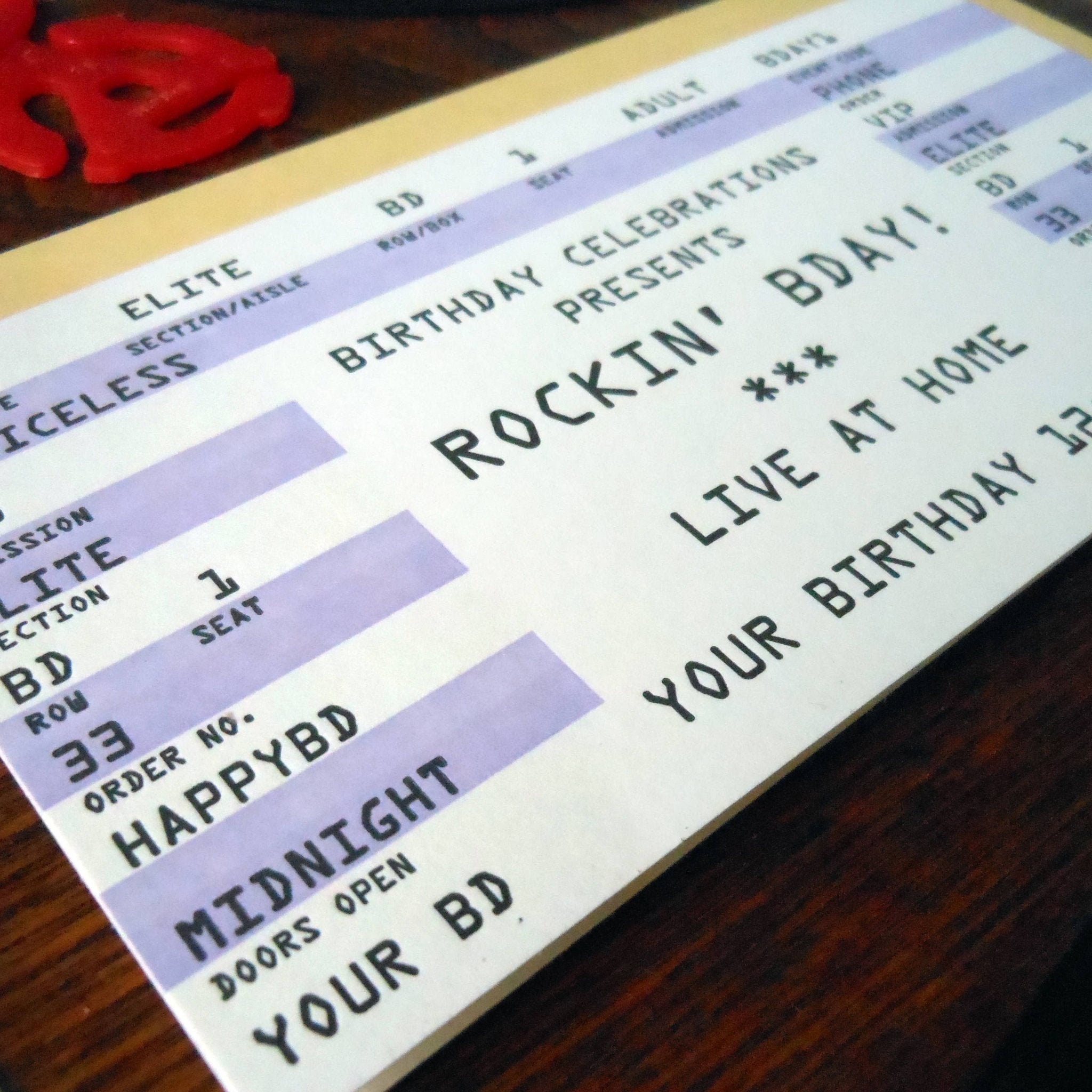 Birthday Rock Ticket: No. 7 coin 6.25" x 3.25" - Twirls + Twigs